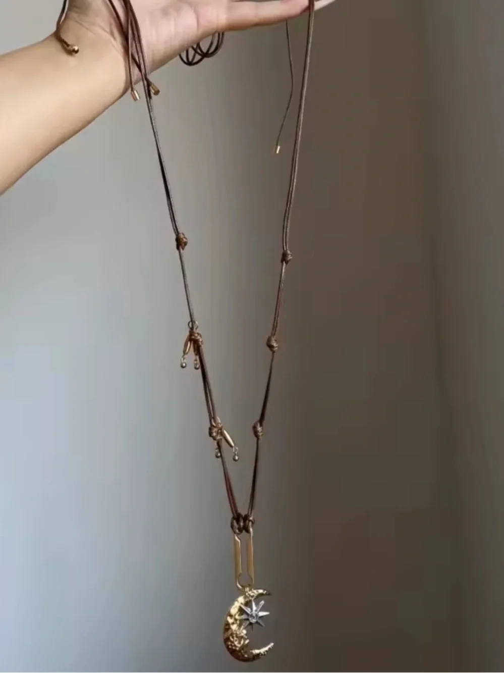 Celestial Moon Cord Necklace